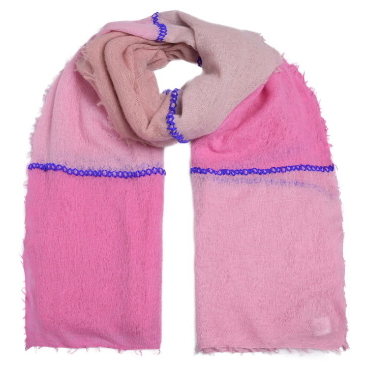 Cashmere Schal Stripe-cs Multi mit Stitching in Pfingstrose
