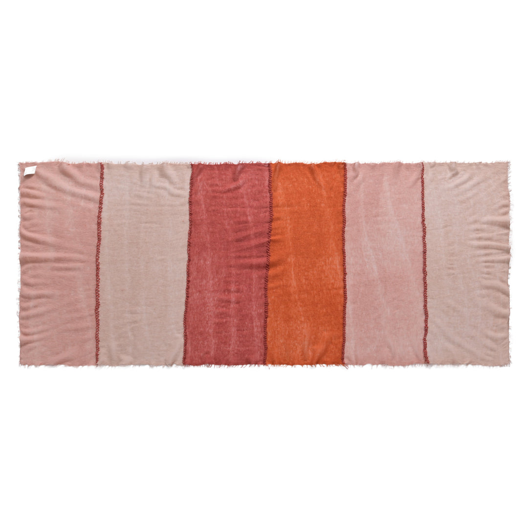 Cashmere Schal Stripe-cs Multi mit Stitching in Smoky Whiskey