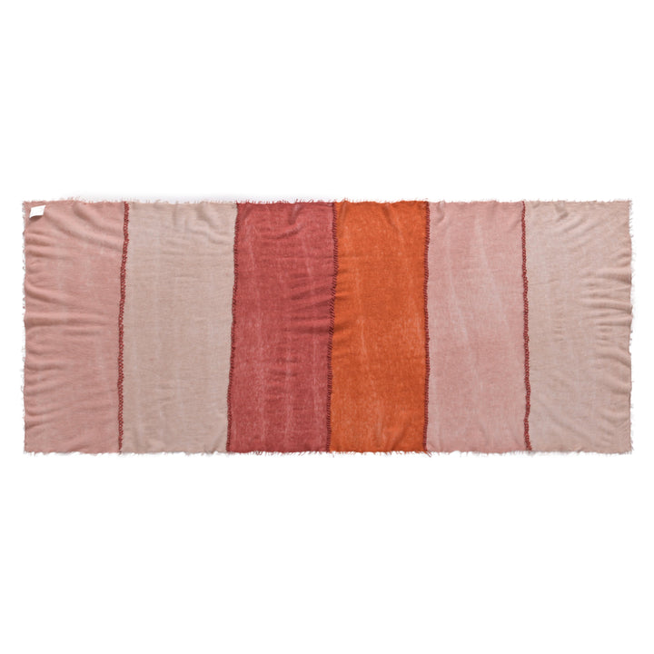 Cashmere Schal Stripe-cs Multi mit Stitching in Smoky Whiskey