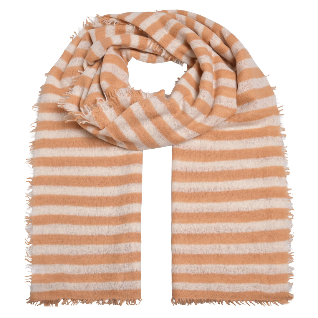 Cashmere Schal Stripe2-cs in Walnut