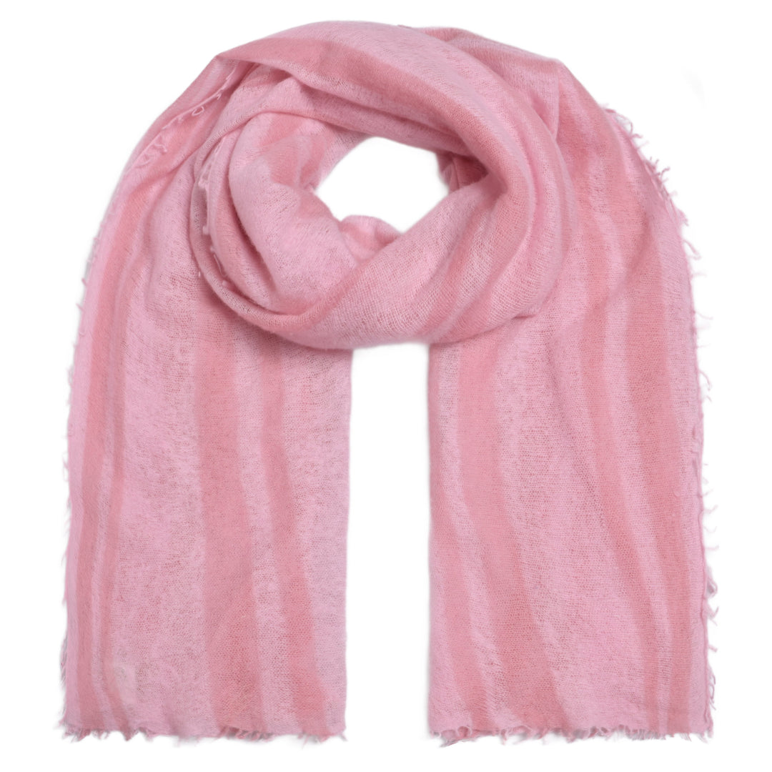 Kaschmirschal aus 100 Prozent Cashmere für Damen in Rosa mit Streifen-Muster in Rosa