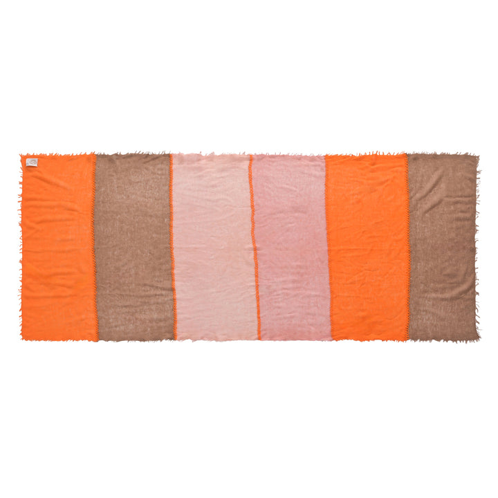 Cashmere Schal Stripe-cs Multi mit Stitching in Orange