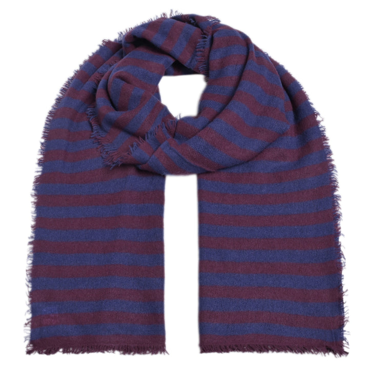 Cashmere Schal Stripe2-cs in Aubergine