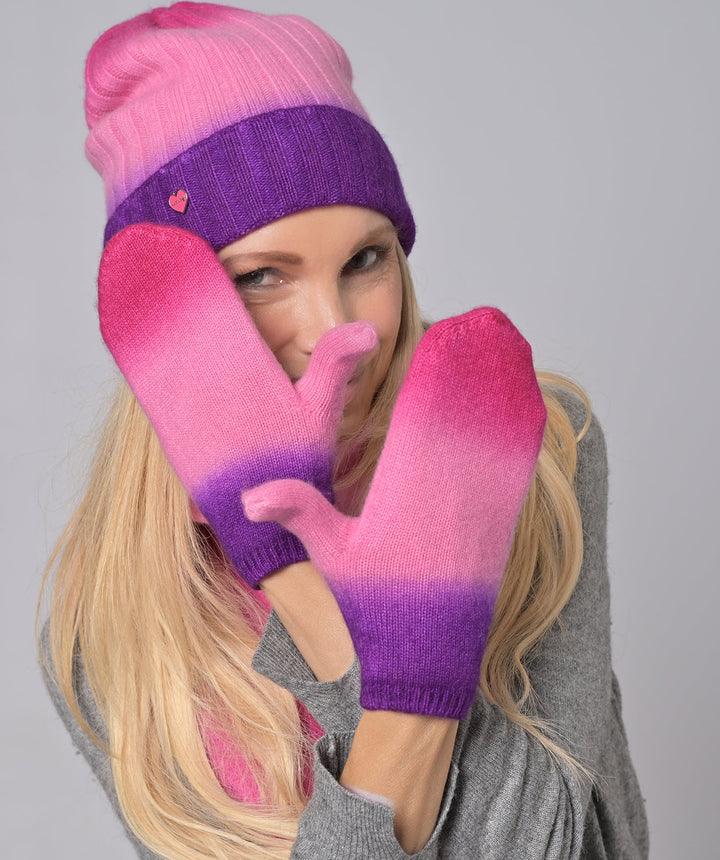 Cashmere Fäustlinge Tabita-cs mit Farbverlauf in Bubblegum