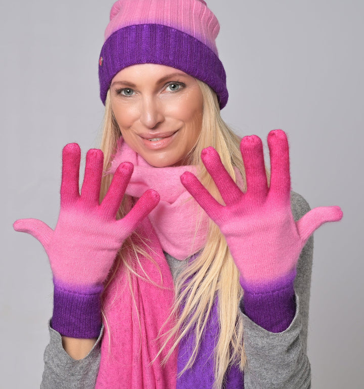 Cashmere Fingerhandschuhe Tabita-cs in Bubblegum