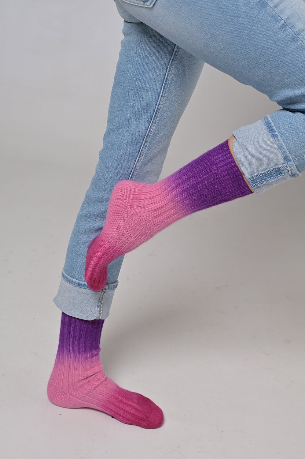 Cashmere Socken Tabita-cs mit Farbverlauf in Bubblegum