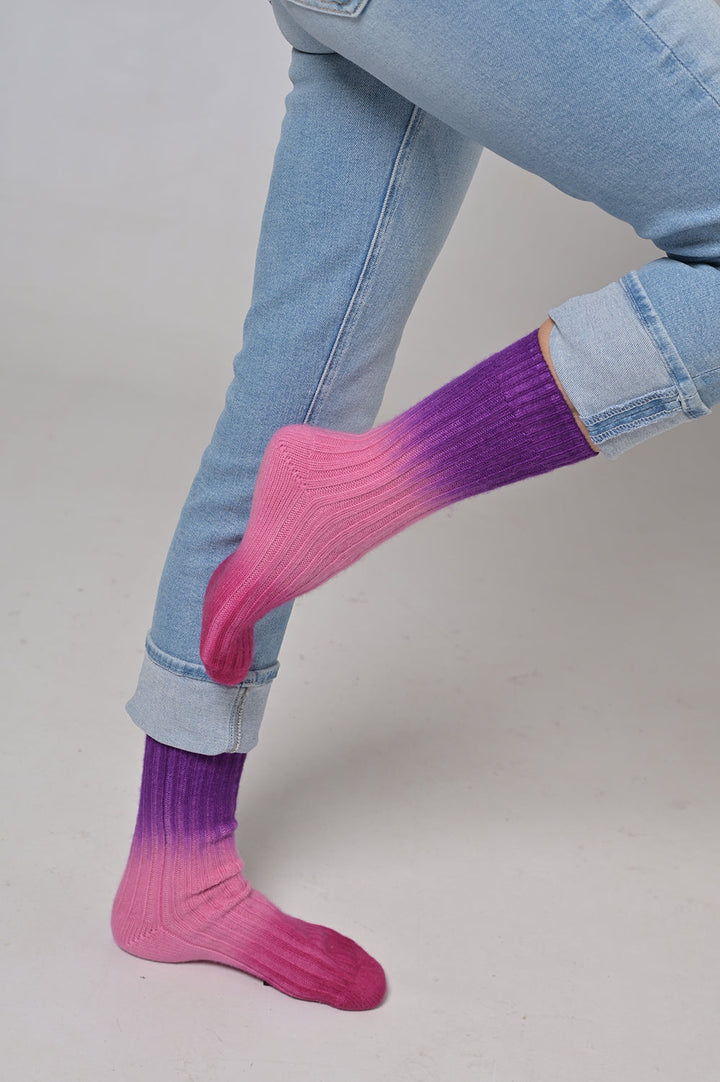 Cashmere Socken Tabita-cs mit Farbverlauf in Bubblegum