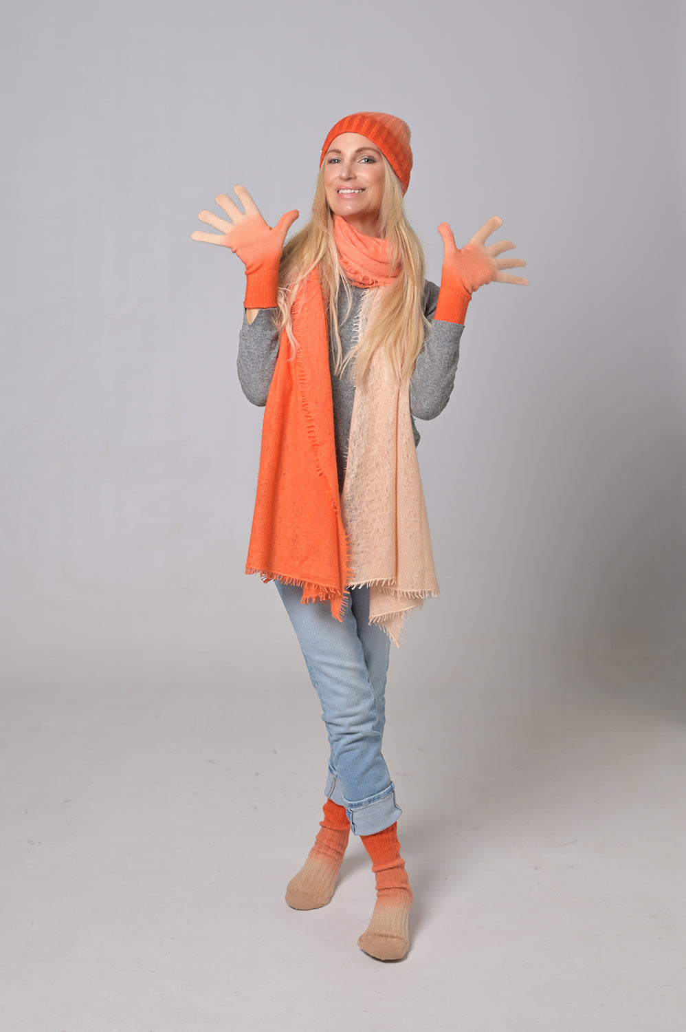 Cashmere Socken Tabita-cs mit Farbverlauf in Pumkin