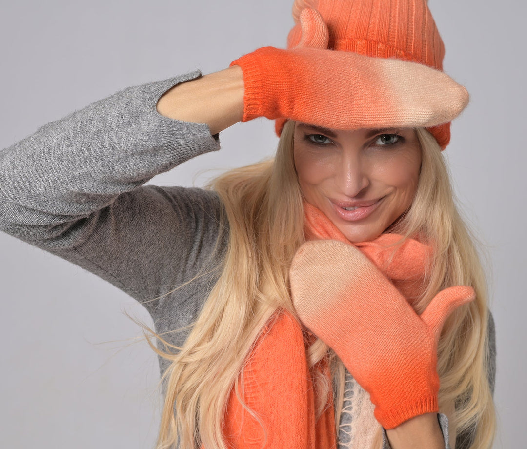 Cashmere Fäustlinge Tabita-cs mit Farbverlauf in Pumkin