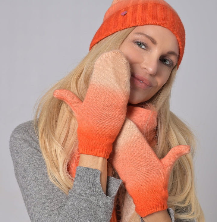 Cashmere Fäustlinge Tabita-cs mit Farbverlauf in Pumkin