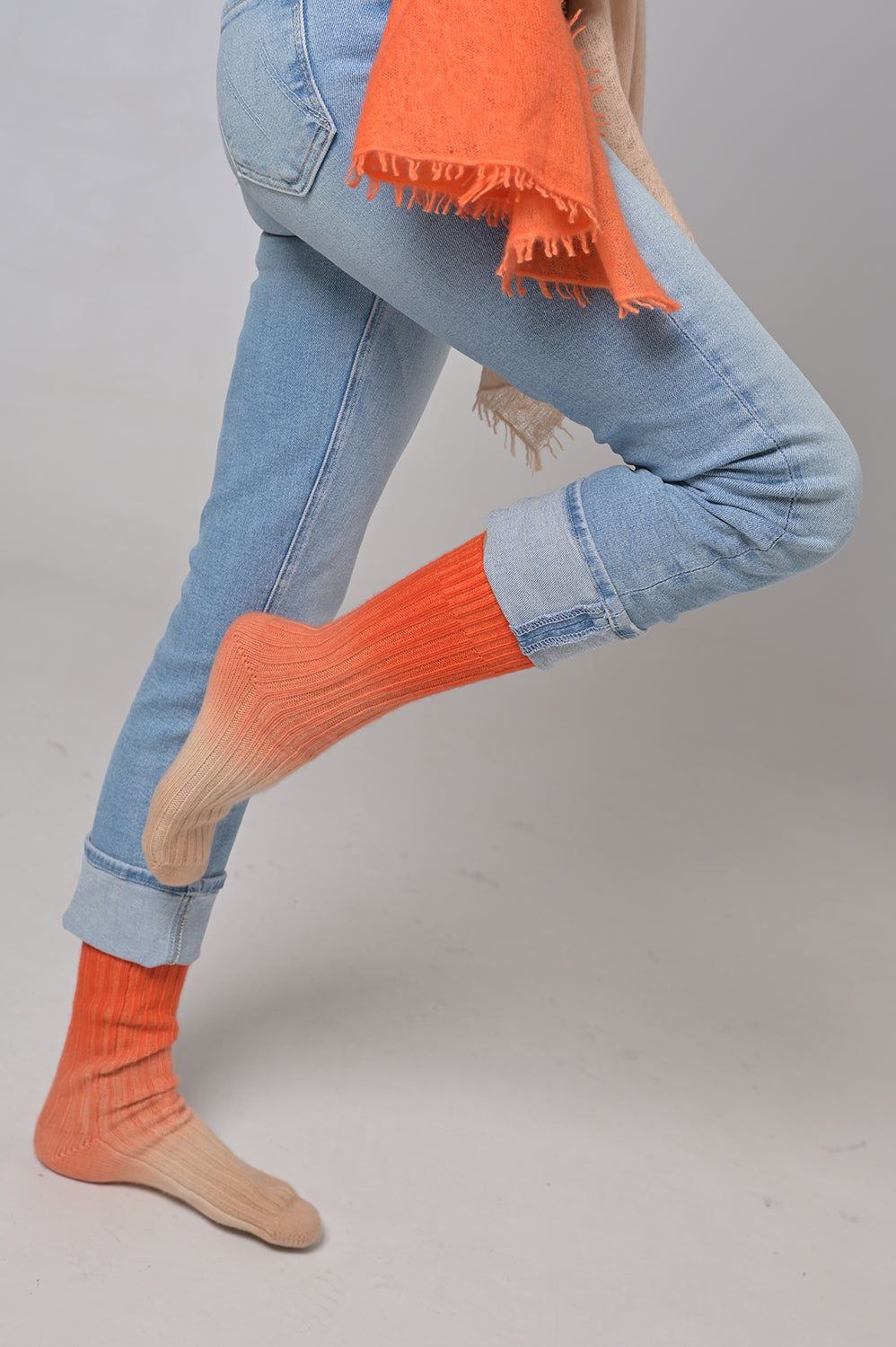 Cashmere Socken Tabita-cs mit Farbverlauf in Pumkin