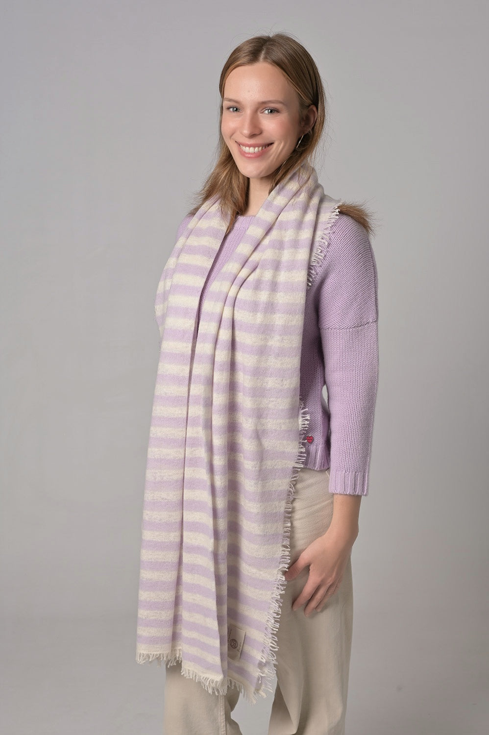 Cashmere Schal Stripe-cs in Lavender Mist