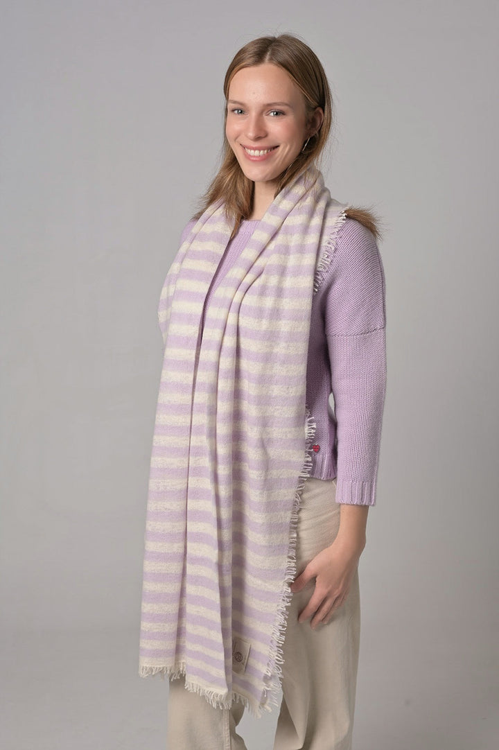 Cashmere Schal Stripe-cs in Lavender Mist