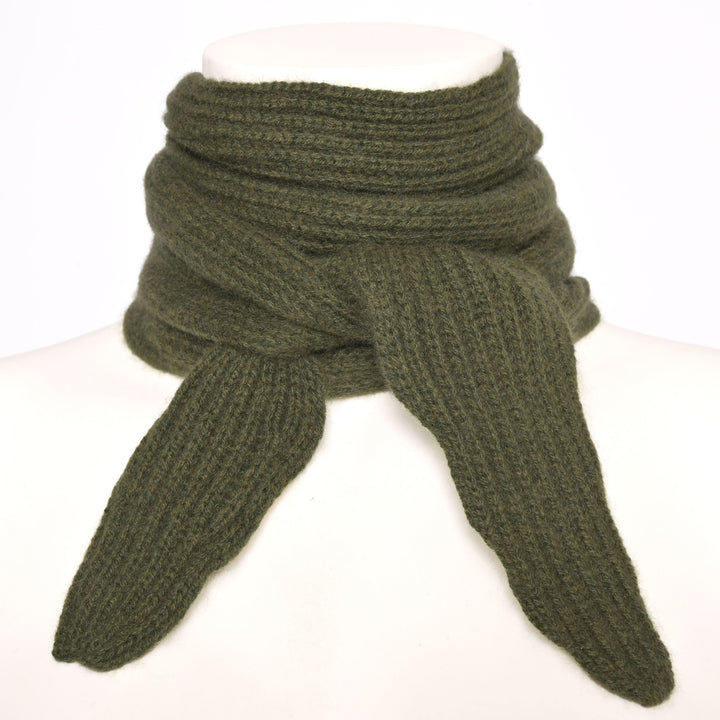 Cashmere Schal Ella-cs mit Patent-Strickmuster in Olivgrün