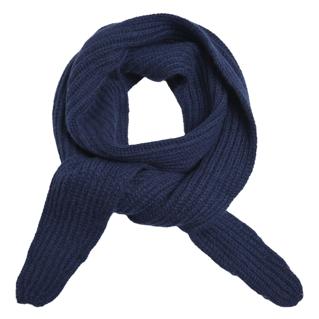 schmaler Kaschmirschal mit Tuk-Strickmuster aus reinem Cashmere in der Farbe Nachtblau