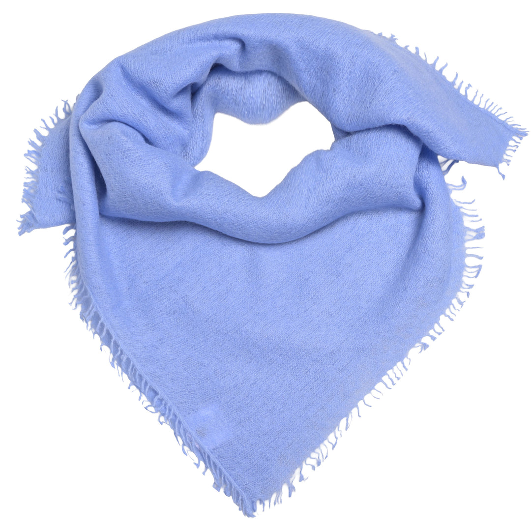 Blaues Kaschmirtuch für Damen mit dezenten Fransen, 65 x 65 cm, vielseitig tragbares Bandana aus 100% reinem Kaschmir, Farbe: Arctic, Produktbild