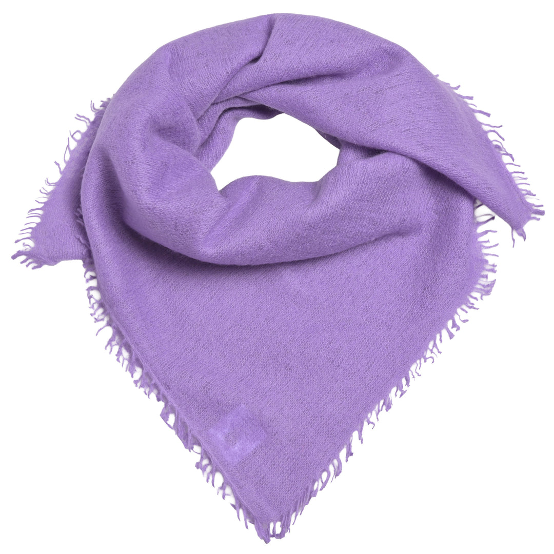 Edles Kaschmirtuch für Damen mit dezenten Fransen, 65 x 65 cm, vielseitig tragbares Bandana aus 100% reinem Kaschmir, Farbe: Violet, Produktbild