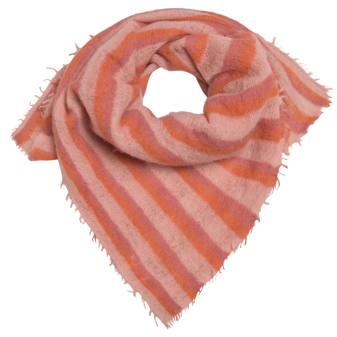 Anschmiegsames Halstuch aus 100 Prozent reinem Kaschmir mit Streifen in Magnolia