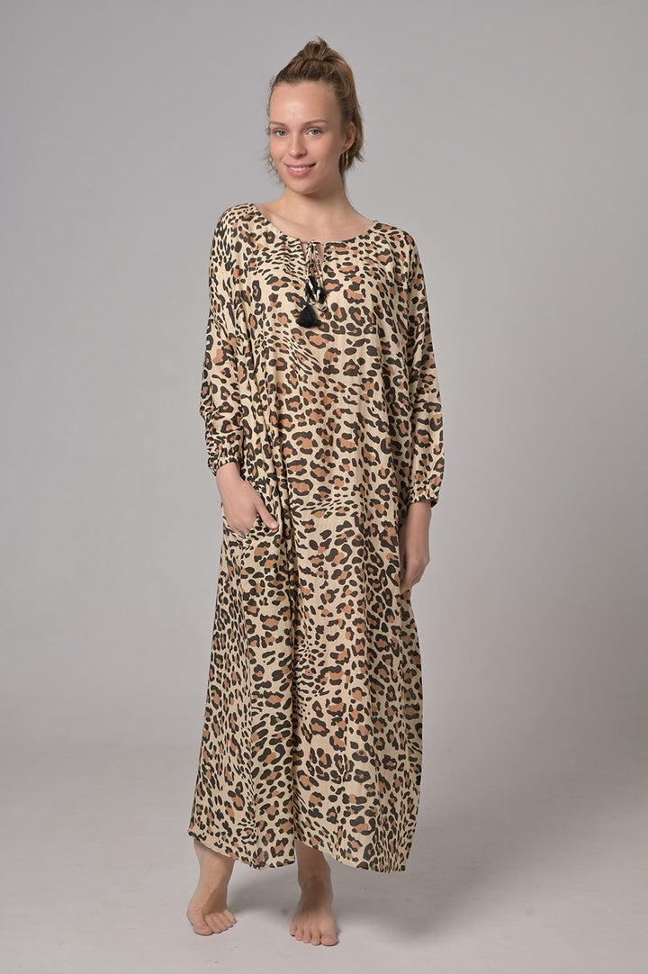 Kleid Megan-cs mit Leo-Print in Brown