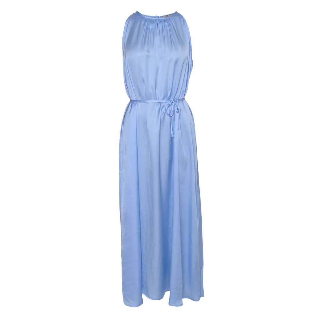 Knöchellanges Off‑Shoulder Sommerkleid Gloria aus 100 % Viskose in Farbe Hellblau, Vorderansicht