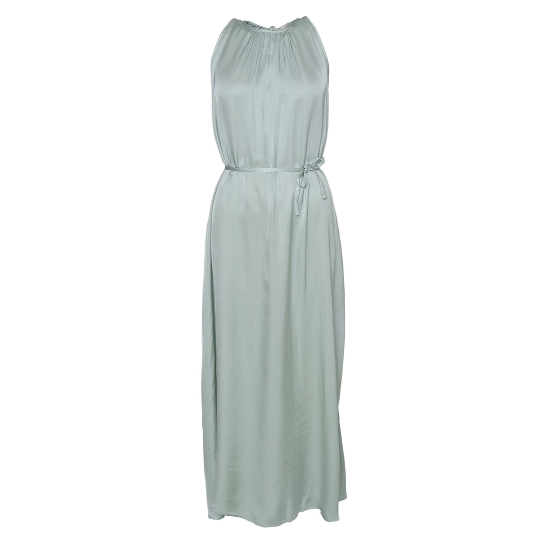 Knöchellanges Off‑Shoulder Sommerkleid Gloria aus 100 % Viskose in Farbe Mint Sorbet, Vorderansicht