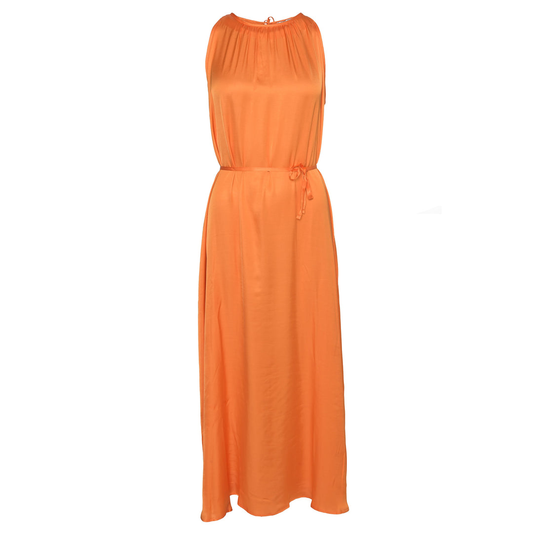 Knöchellanges Off‑Shoulder Sommerkleid Gloria aus 100 % Viskose in Farbe Nektarine, Vorderansicht