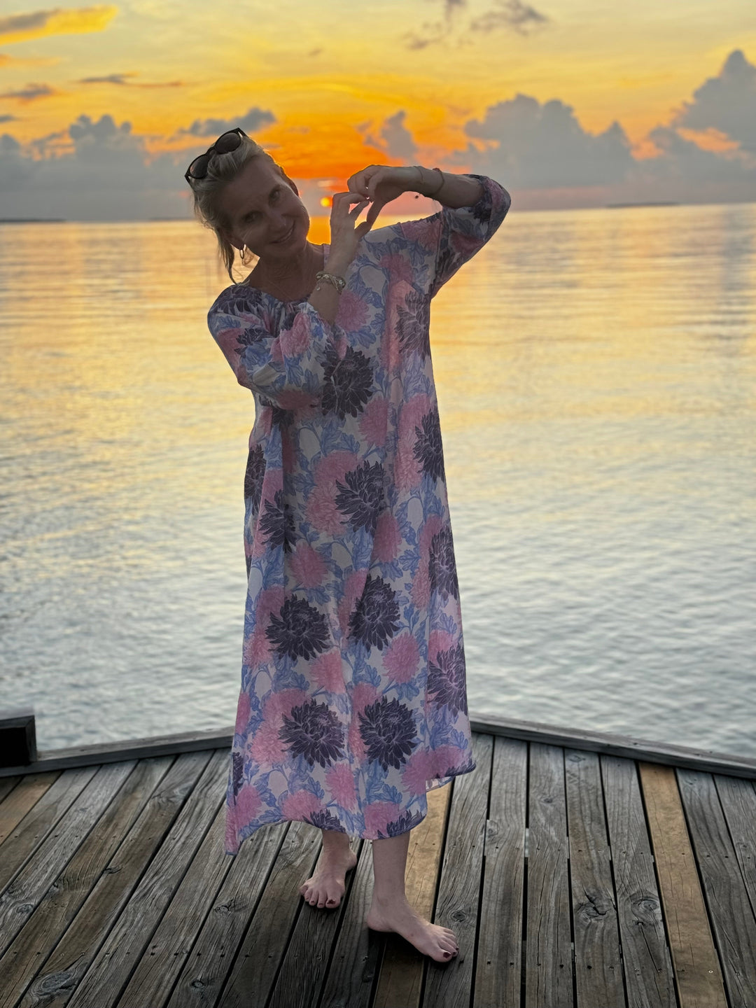 Kleid Megan-cs mit Dahlia-Print in Tearose