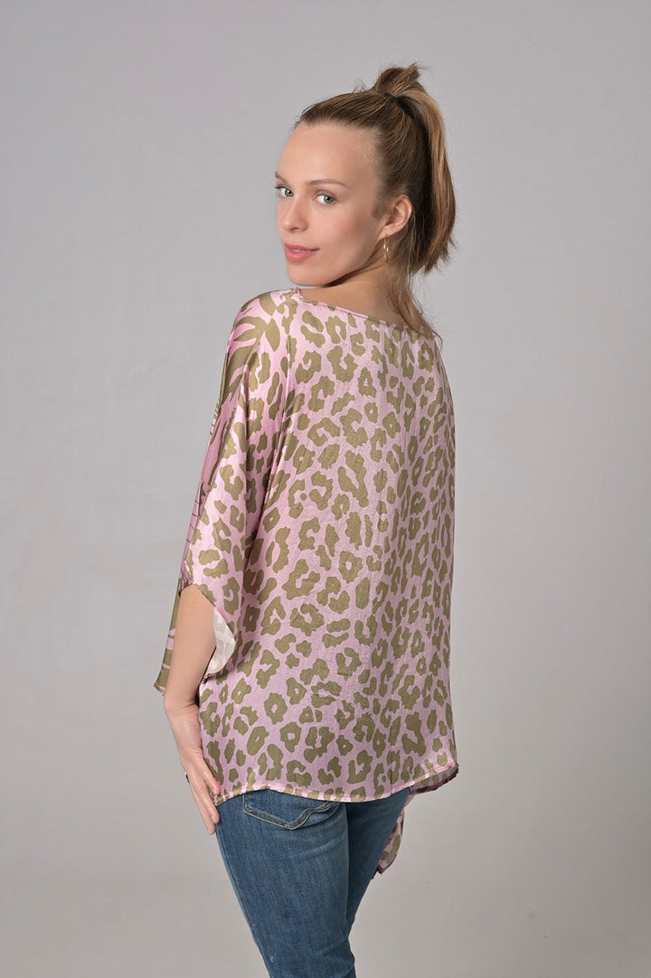 Seidenkaftan LeoHead-cs in Magnolia