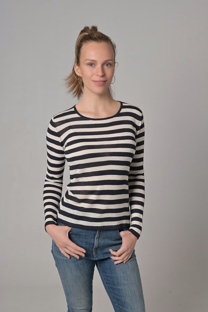 Shirt Bamboo-cs Stripe in Nachtblau