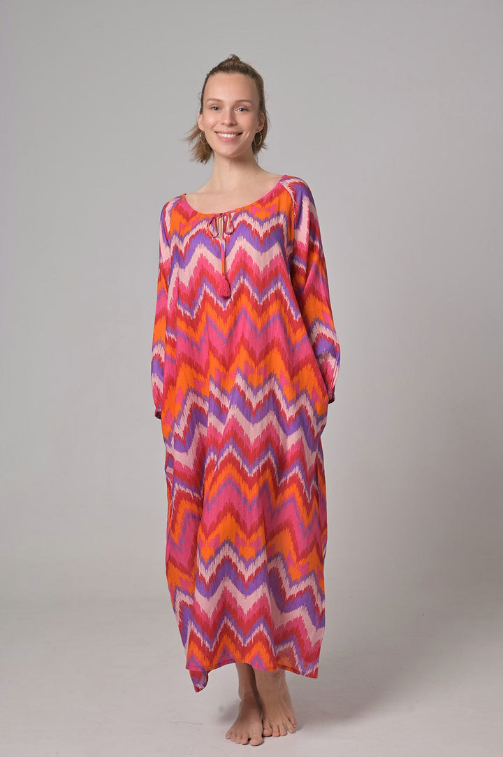 Kleid Megan-cs mit ZigZag-Print in Neonpink