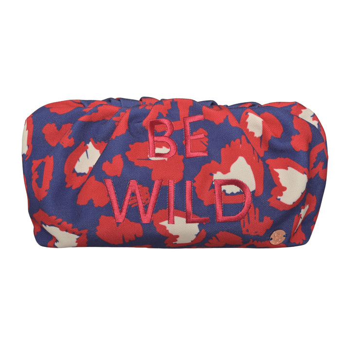 Nachtblaue Crunchy Clutch mit Leo-Print und Klappverschluss, kleine Damentasche für Smartphone, Schlüssel, Beauty-Essentials und Portemonnaie