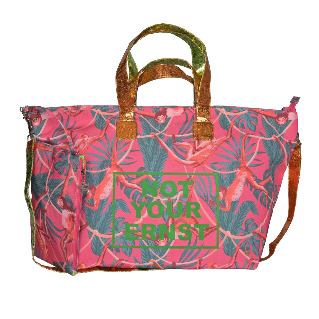 Extra großer Big Shopper in Raspberry mit Animal-Print. Mit abnehmbarer Extra-Clutch, viel Stauraum & Schultergurt.