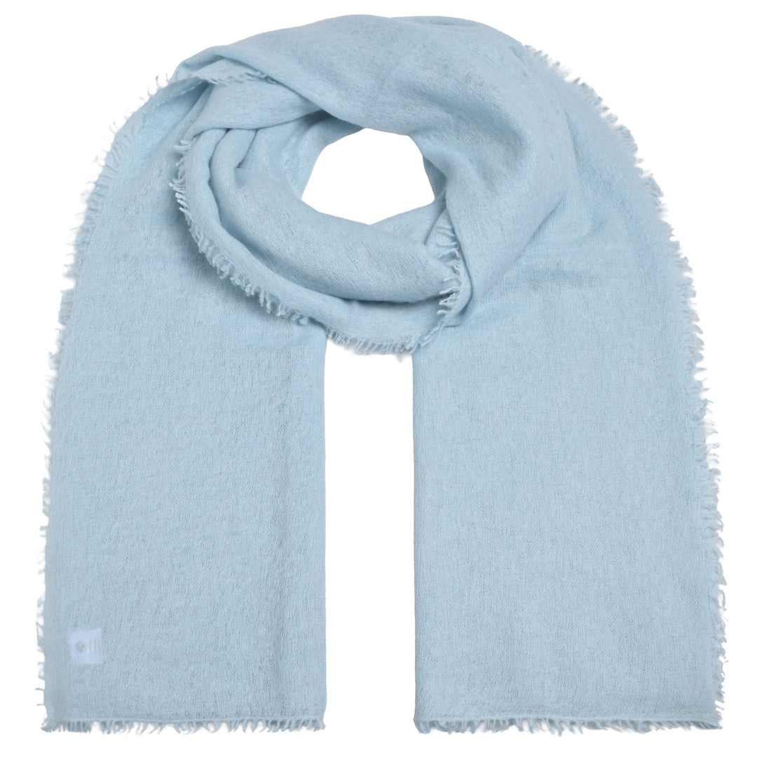 Weicher und besonders fluffiger Kaschmirschal für Damen mit Fransen von cute stuff, gestrickt und gefilzt in der Farbe Ice Blue