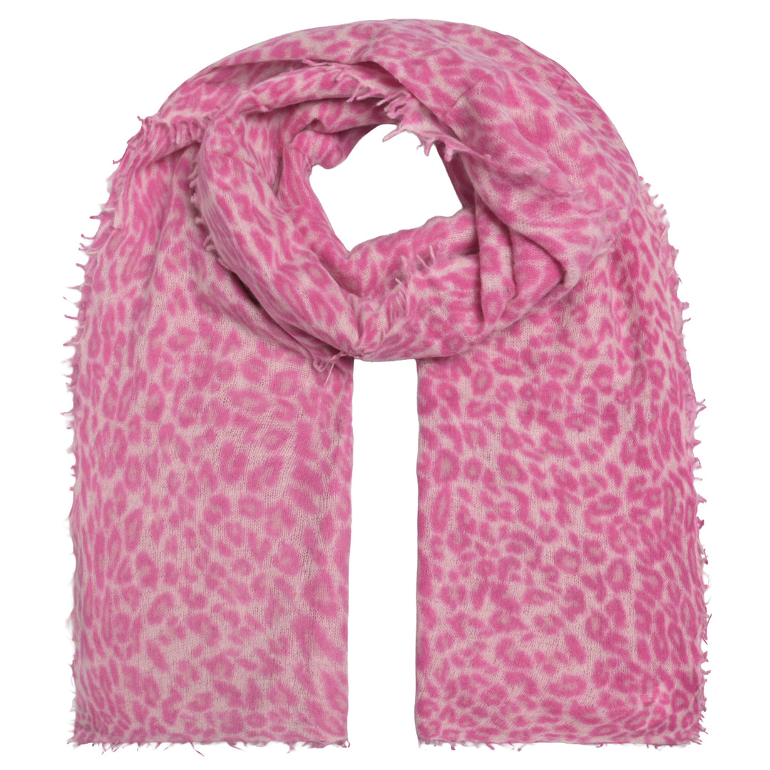 Langer Schal aus 100% reinem Kaschmir mit Leomuster für Damen in Pink von cute stuff