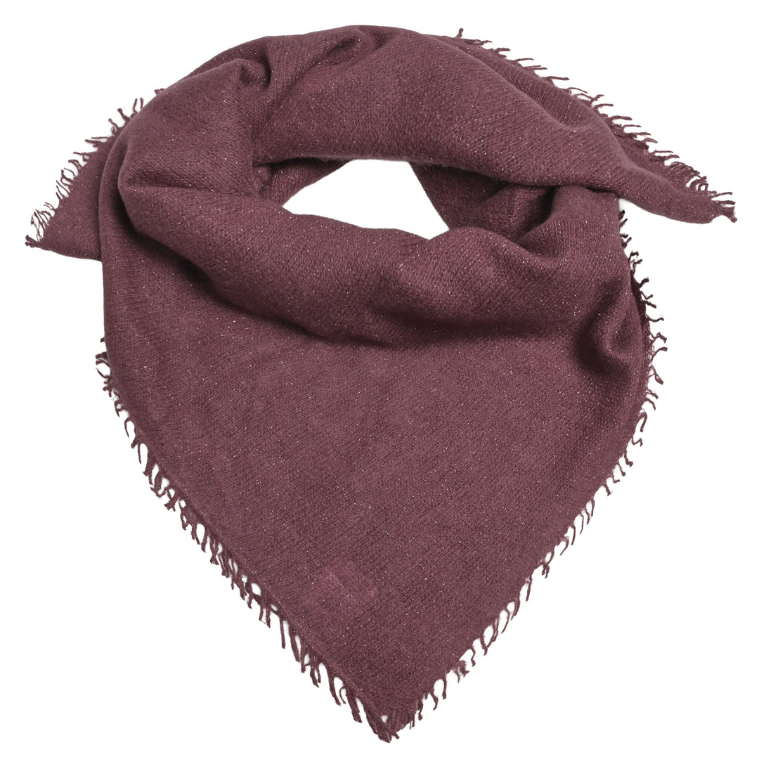 Kaschmir Bandana Blair-cs in Dark Choc mit feinen, eingearbeiteten Lurexfäden und dezenten Fransen, quadratisch 65 x 65 cm