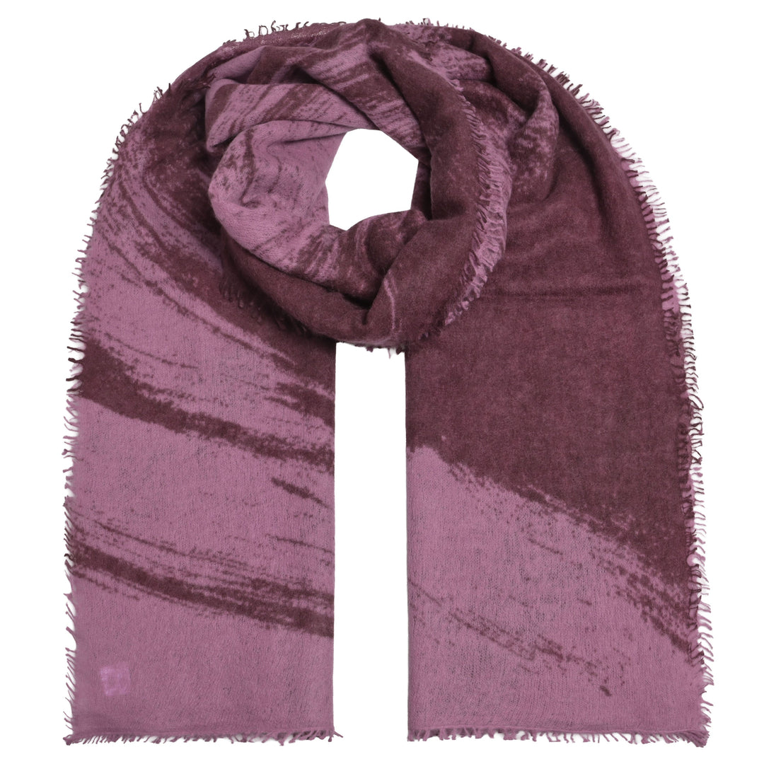 Kaschmir-Schal „Brush“ aus 100 % Light Cashmere in Grape und PurPur mit modernem Pinselstrich-Muster von cute stuff