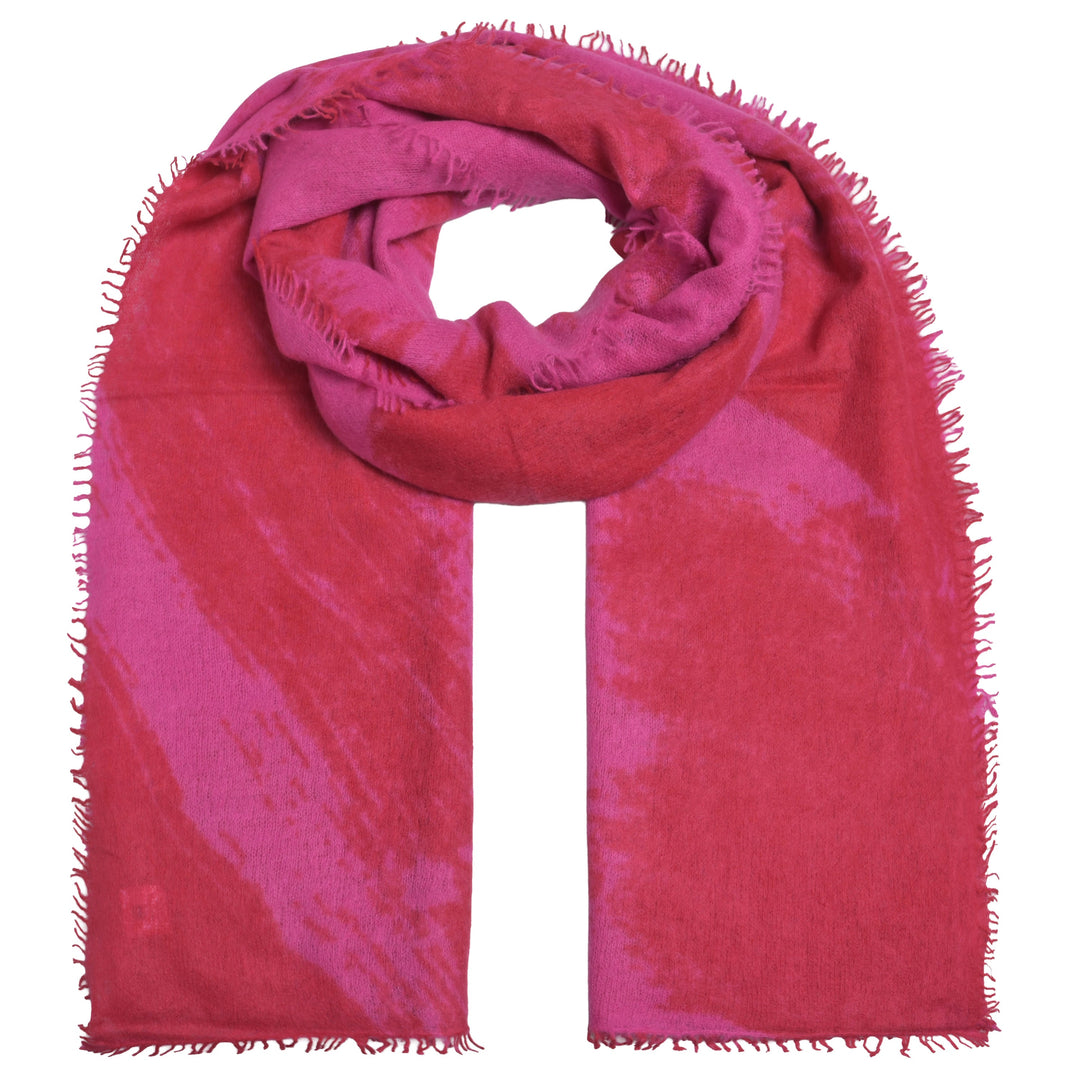 Kaschmir-Schal „Brush“ aus 100 % Light Cashmere in Pink und Wild Berry mit modernem Pinselstrich-Muster von cute stuff