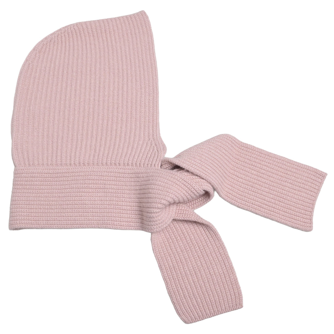 Damen-Mütze mit angenähtem Schal in Hellrosa von cute stuff