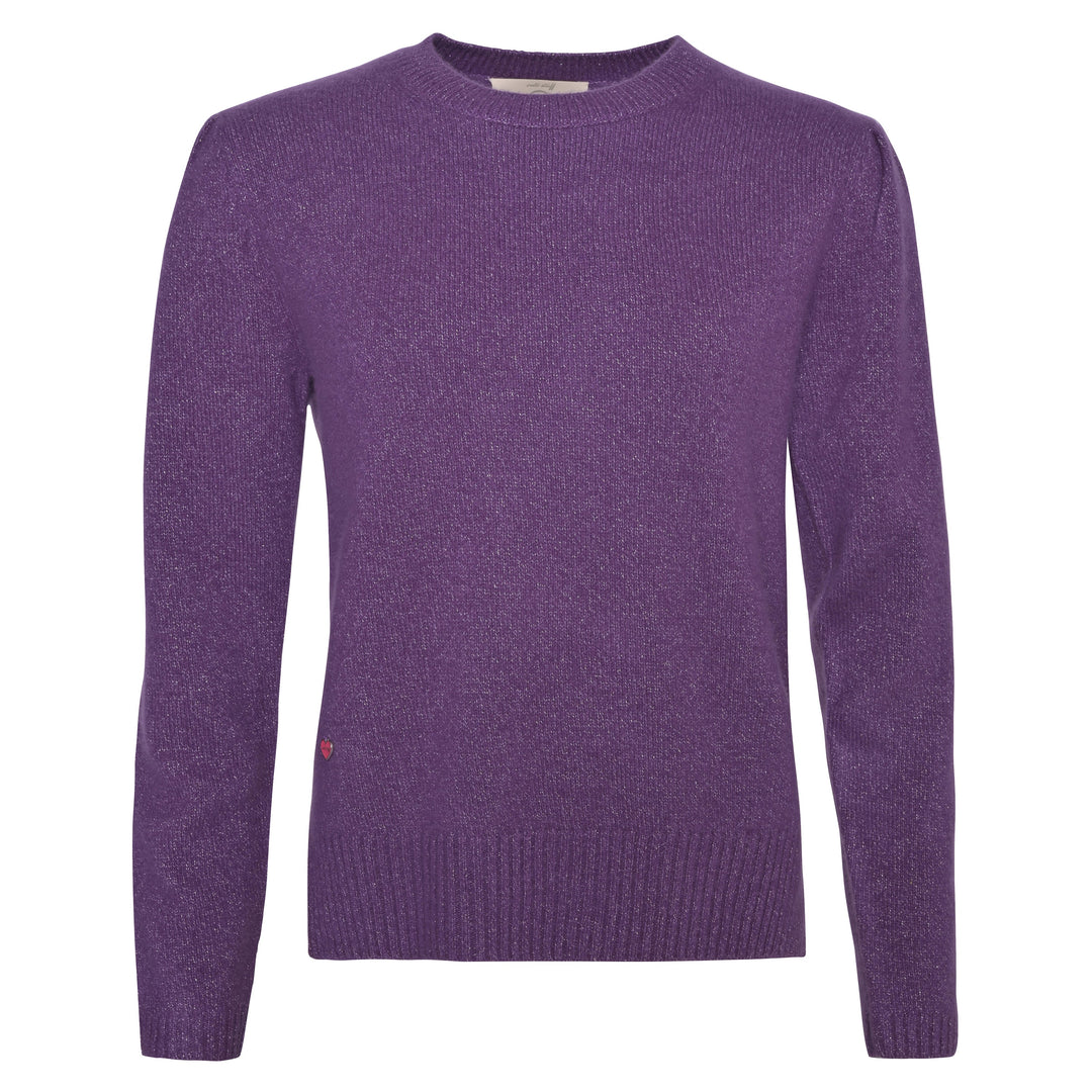 Damen-Kaschmirpullover Blair-cs in Kronjuwel aus Kaschmir mit eingearbieteten glitzernden Lurexfäden, feminin geschnitten mit Rundhalsausschnitt und verstärkten Ärmelbündchen.