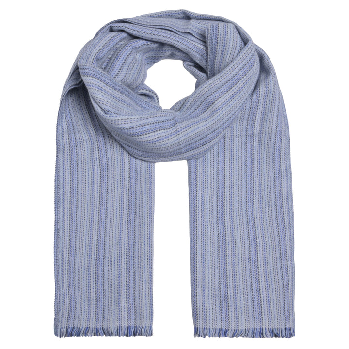 Kaschmirschal „Camille“ aus 100 % Kaschmir mit Streifenmuster und Fransensaum in Blau von cute stuff