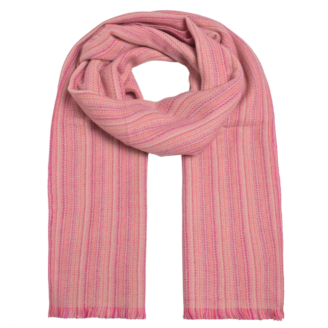Kaschmirschal „Camille“ aus 100 % Kaschmir mit Streifenmuster und Fransensaum in Pink von cute stuff