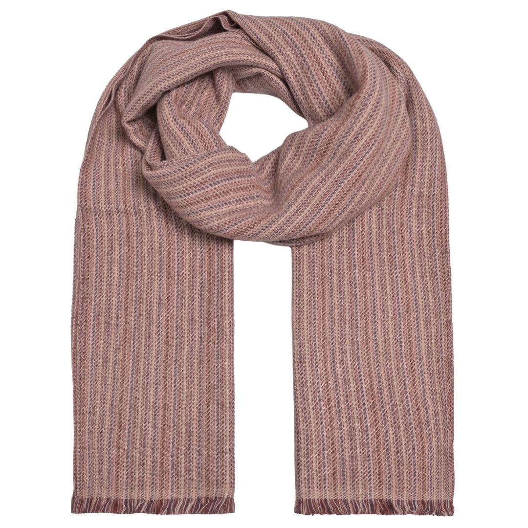Kaschmirschal „Camille“ aus 100 % Kaschmir mit Streifenmuster und Fransensaum in Taupe von cute stuff