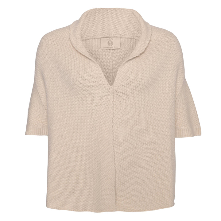 Kaschmir-Cardigan Anki-cs für Damen aus 100 % Kaschmir in Creme mit Schalkragen und 3/4-Ärmeln von cute stuff