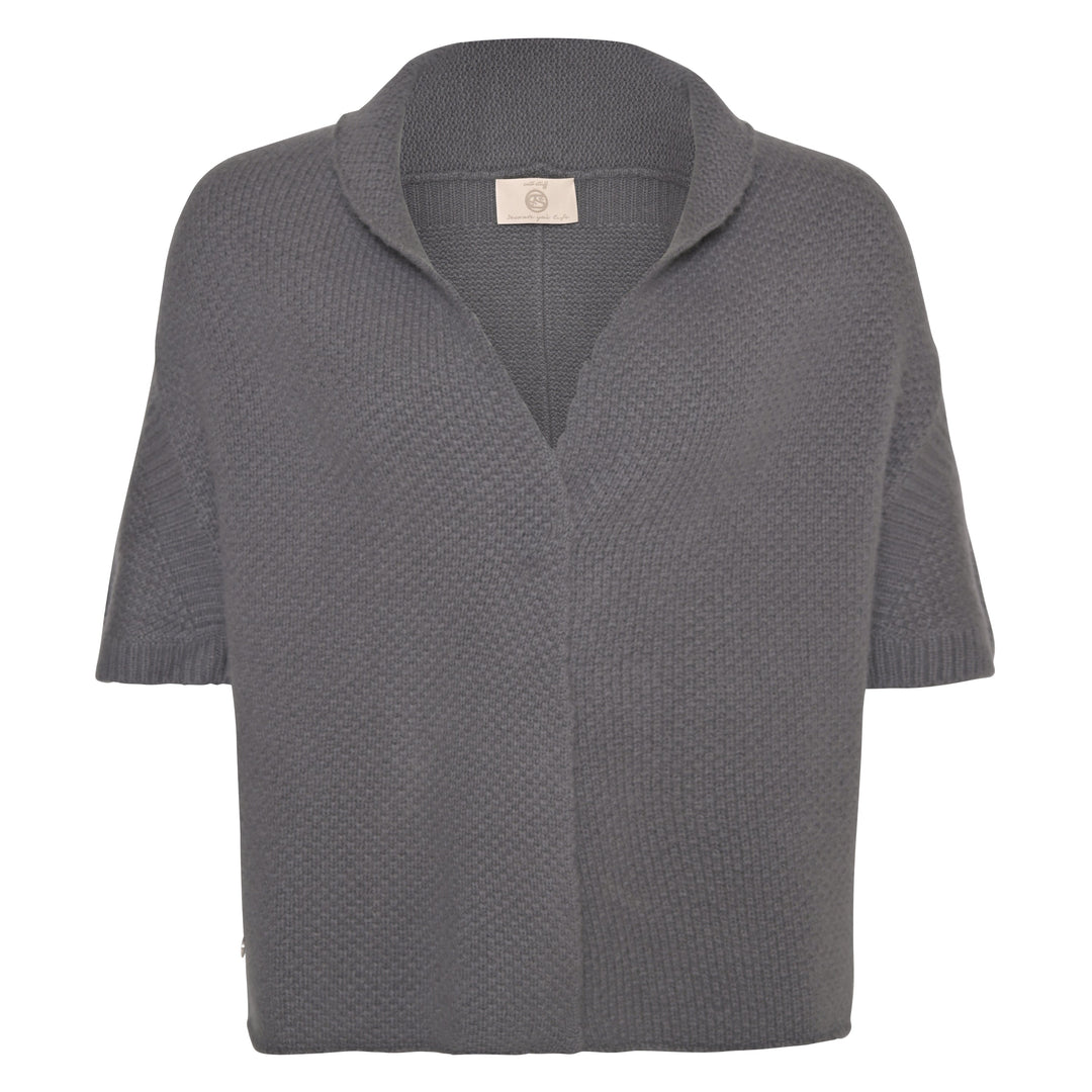 Oversized Kaschmir-Cardigan Anki-cs für Damen aus 100 % Kaschmir in Grau mit Schalkragen und 3/4-Ärmeln von cute stuff