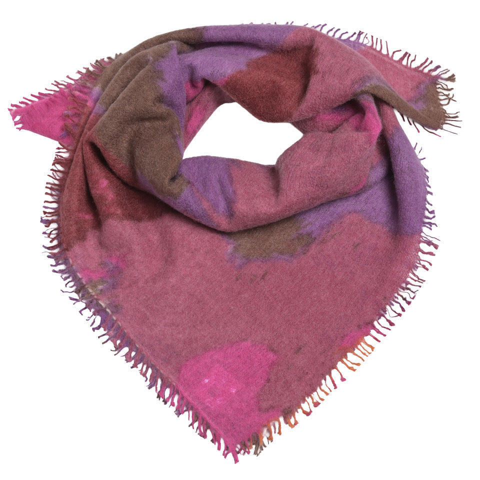 Kaschmir-Bandana „Abstract-cs“ in Kronjuwel aus 100 % reinem Light Kaschmir mit abstraktem Print. 65 × 65 cm, besonders weich und vielseitig als Halstuch, kleiner Schal oder Kopftuch tragbar.