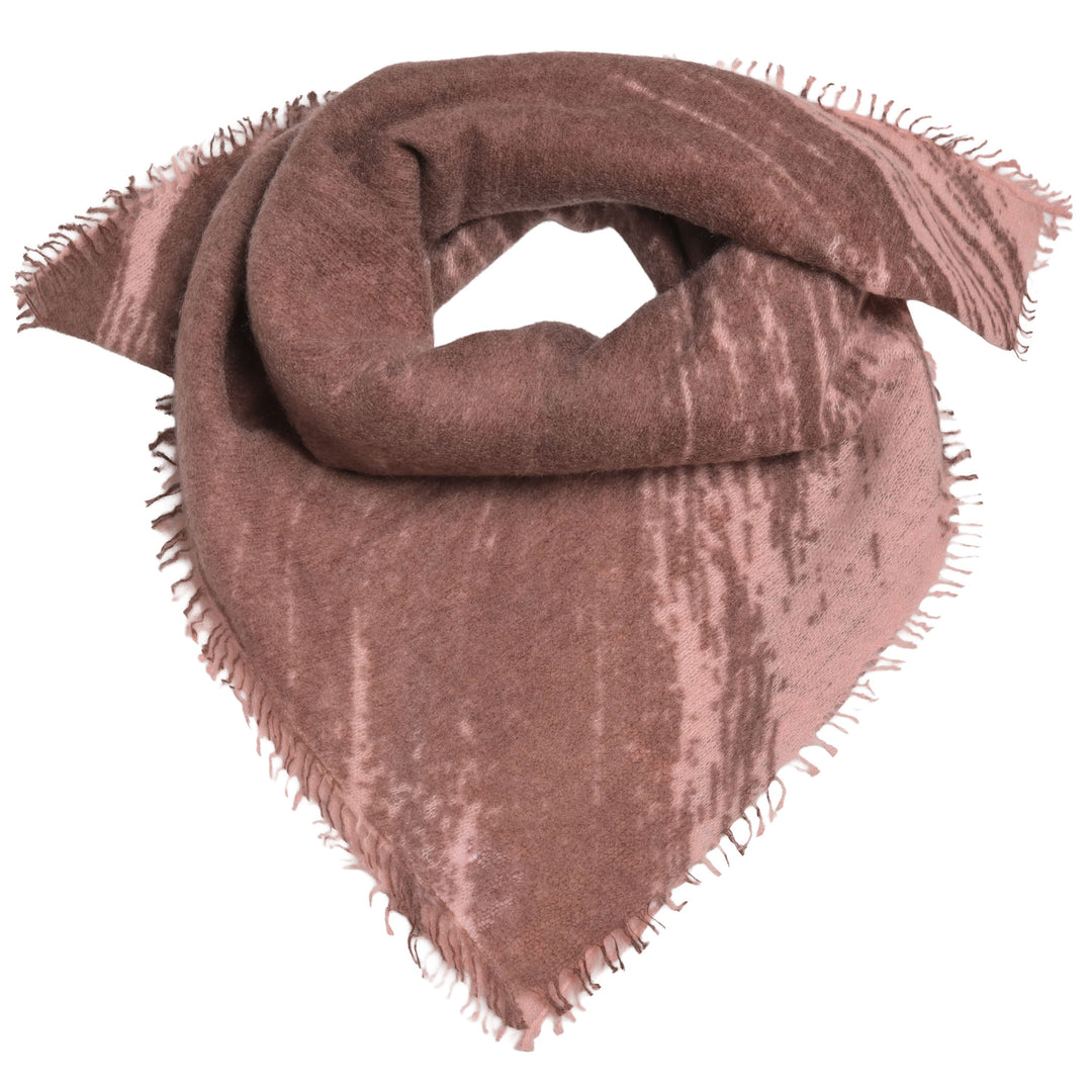 Kaschmir-Bandana „Brush“ aus 100 % Kaschmir in Puderrosa und Braun mit modernem Pinselstrich-Muster von cute stuff