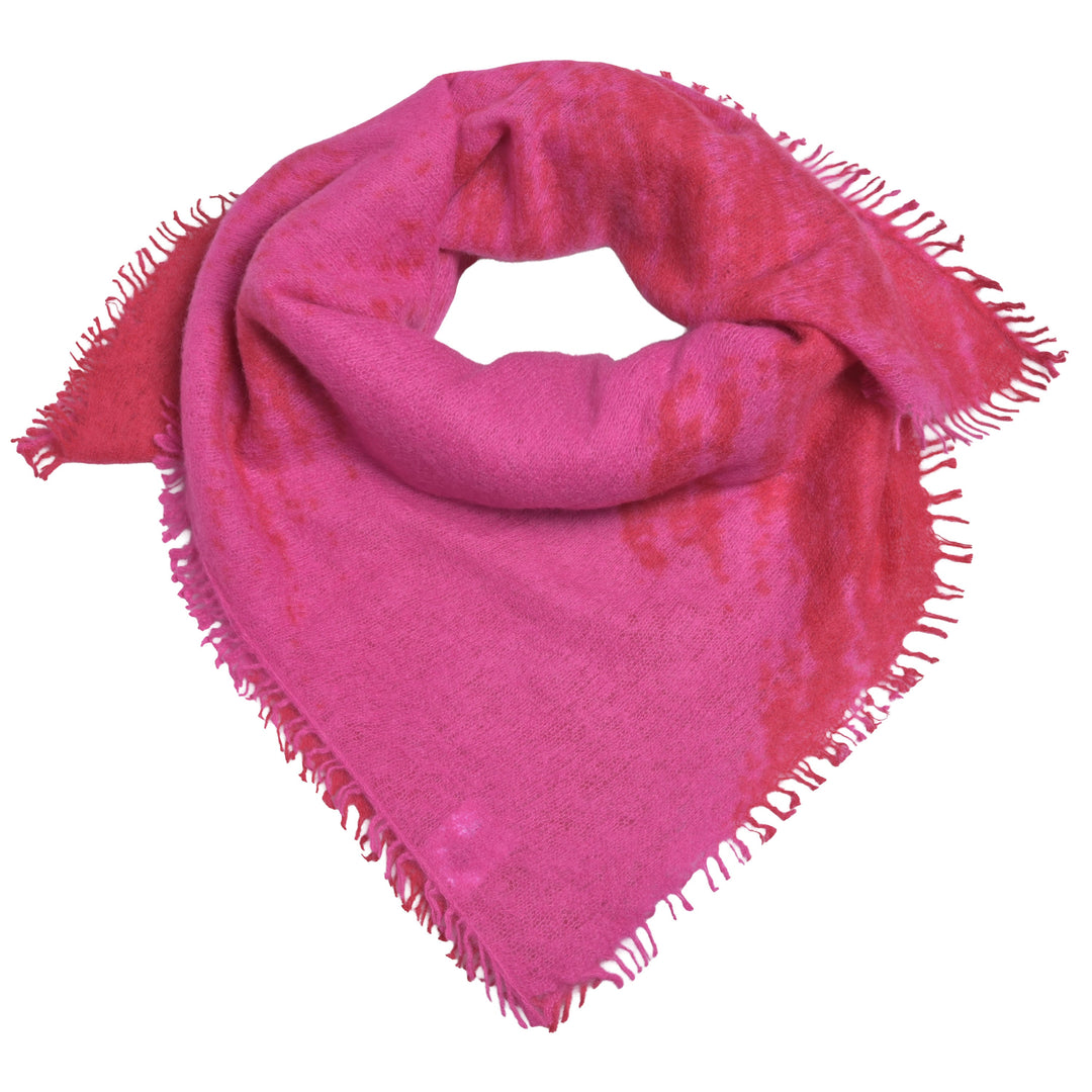 Kaschmir-Bandana „Brush“ aus 100 % Kaschmir in Pink und Wild Berry mit modernem Pinselstrich-Muster von cute stuff