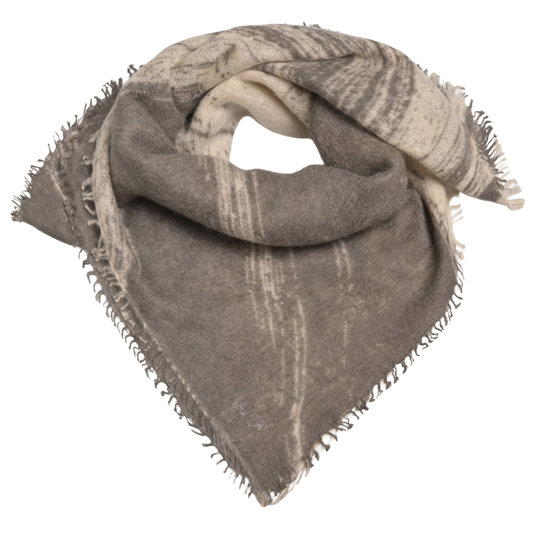 Kaschmir-Bandana „Brush“ aus 100 % Kaschmir in Creme mit modernem Pinselstrich-Muster von cute stuff