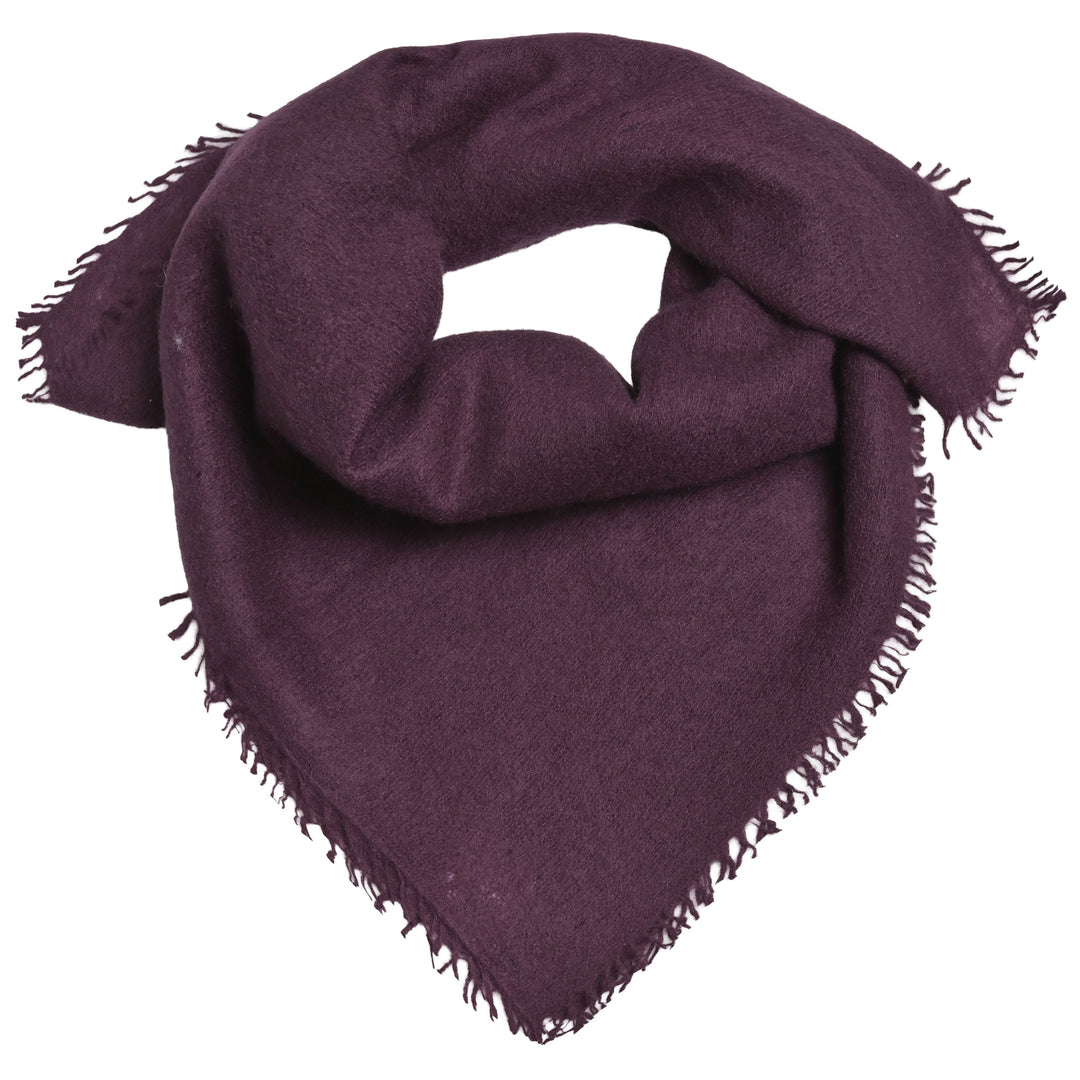 Edles Kaschmirtuch für Damen mit dezenten Fransen, 65 x 65 cm, vielseitig tragbares Bandana aus 100% reinem Kaschmir von cute stuff,  Farbe: Barolo