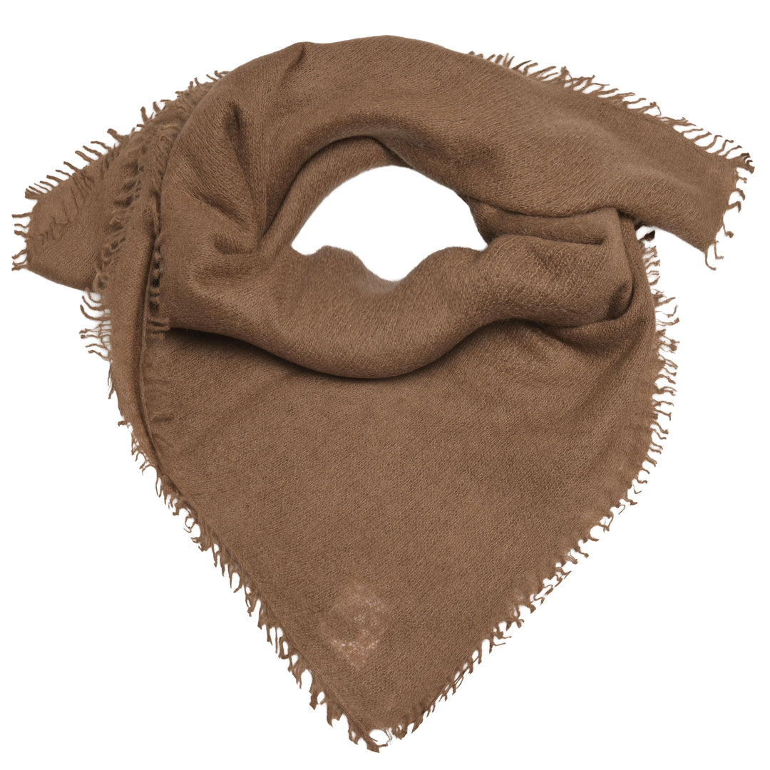 Edles Kaschmirtuch für Damen mit dezenten Fransen, 65 x 65 cm, vielseitig tragbares Bandana aus 100% reinem Kaschmir von cute stuff,  Farbe: Bison Brown